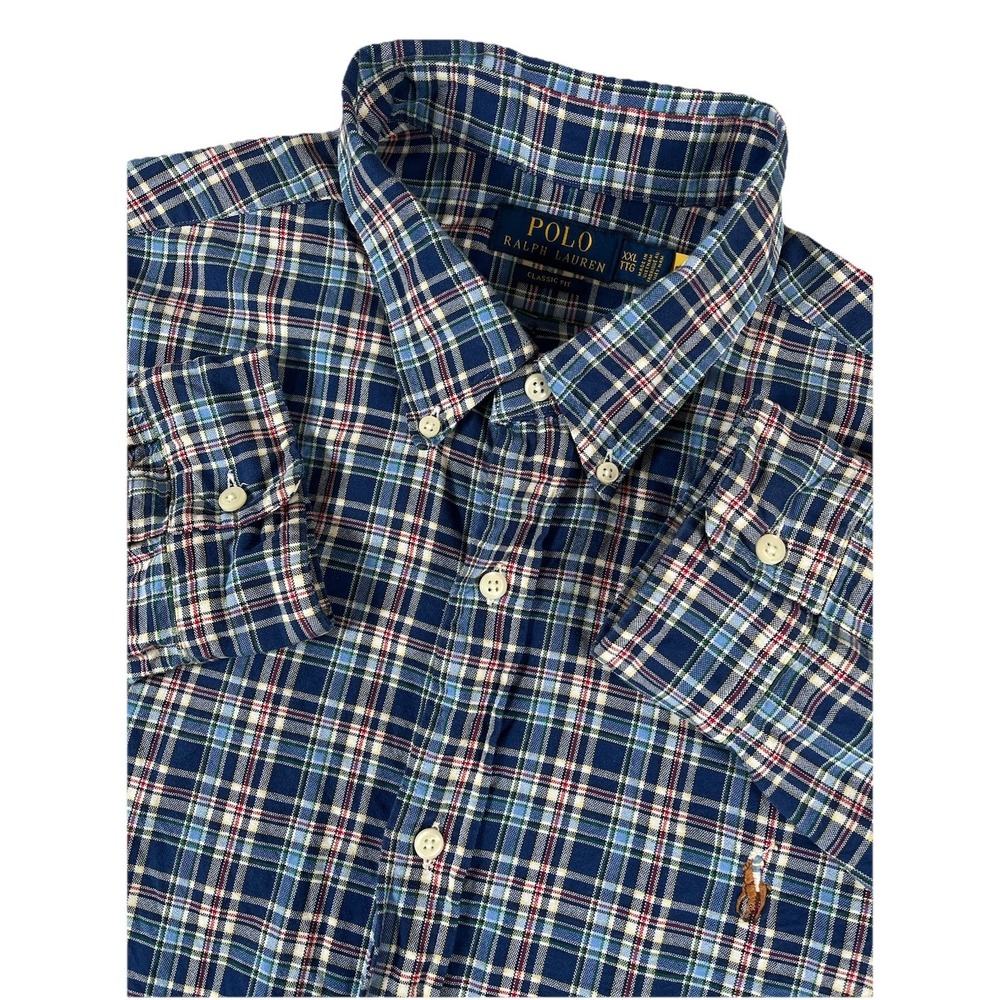 Polo Ralph Lauren Classic Fit Oxford Multicolored Plaid Flesh Pony L/S Shirt XXL